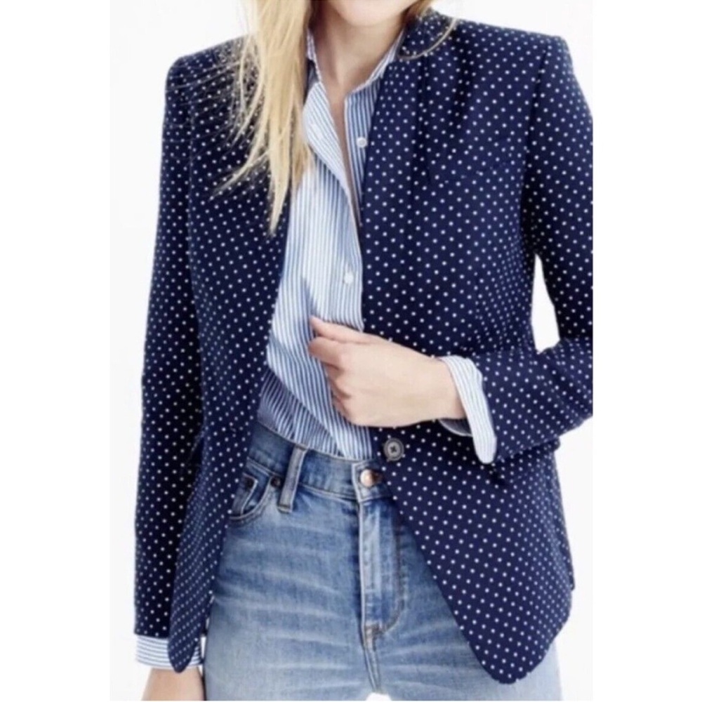 J. Crew Navy Polka Dot Blazer